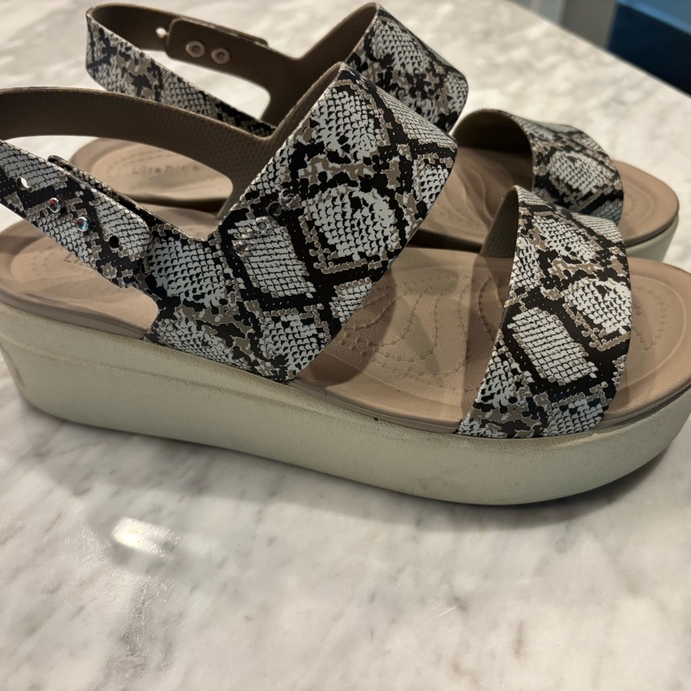 CROCS Platform Snakeskin Sandal